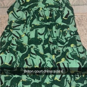 Green Dinosaur Print Kids Dress